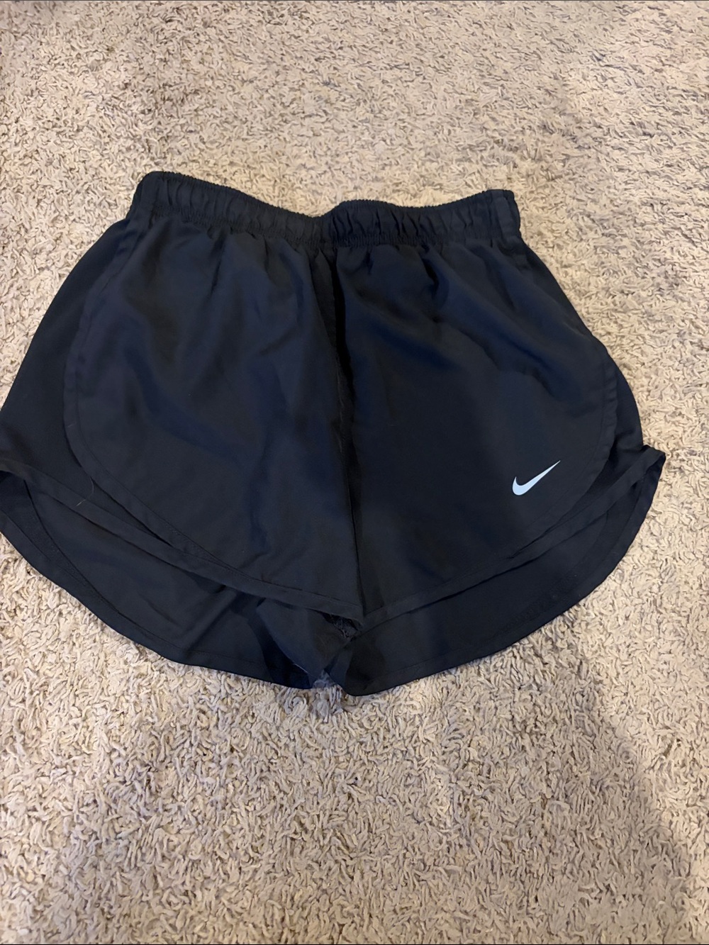 Nike Black Women's Athletic Shorts with Silver Swoosh